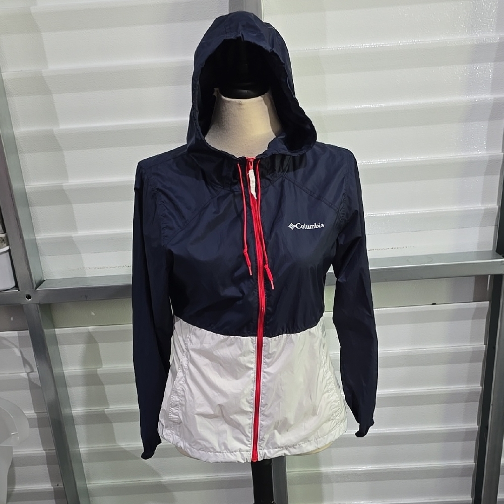 Columbia Women's Navy and White Hooded‎ Jacket